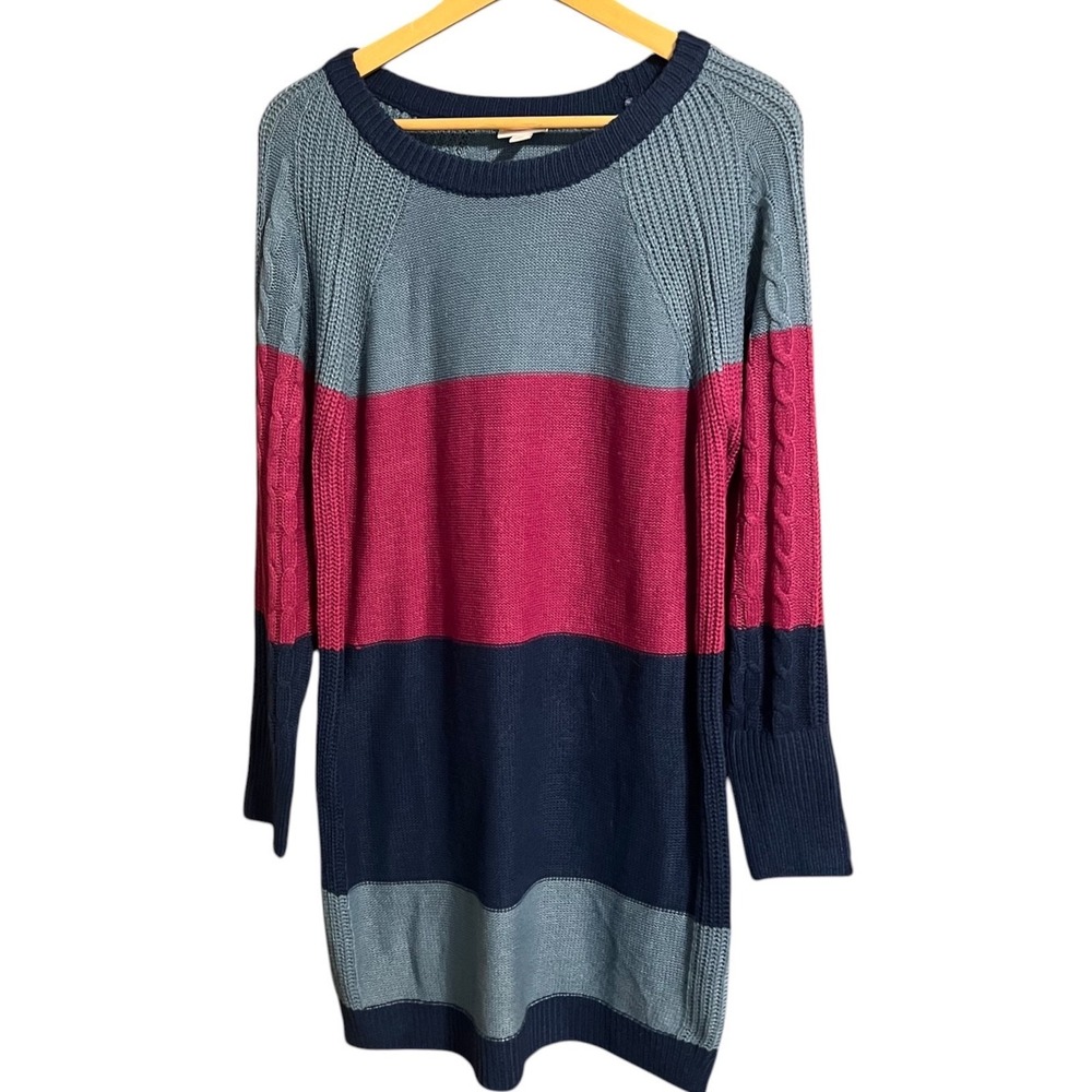 LuLaRoe Lauren Sweater Dress Size Small NWT Colorblock Cable Knit